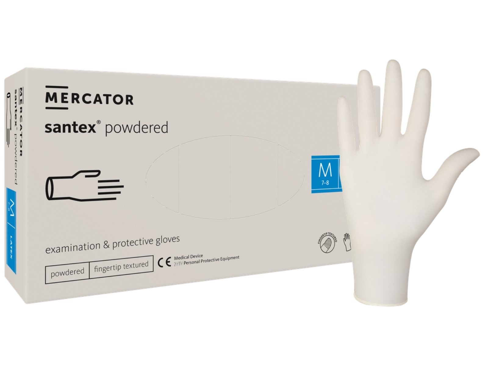 Rękawice Latex Santex M Mercator Pudrowane Txt A100